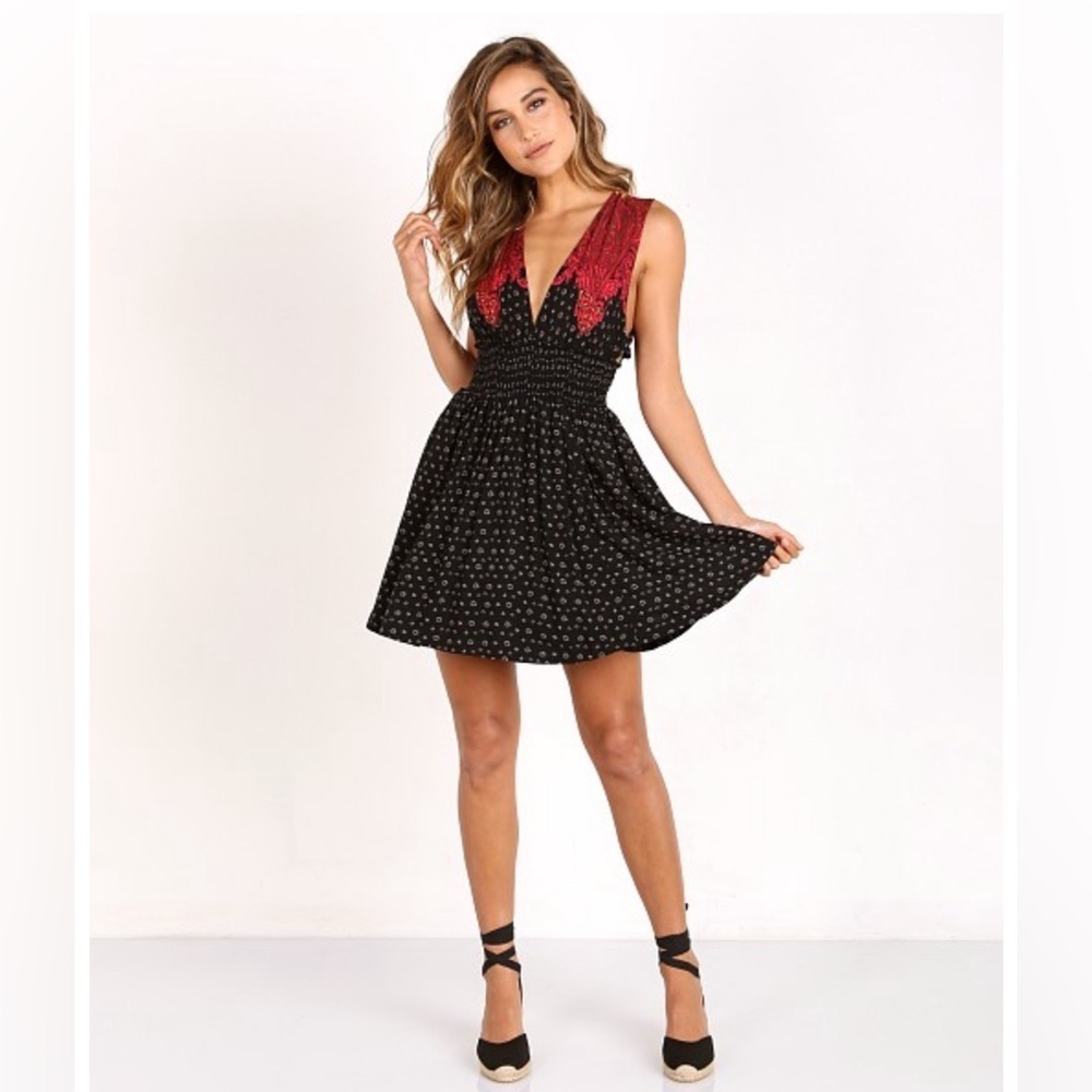 Free People Walking Through My Dreams Mini Dress Black